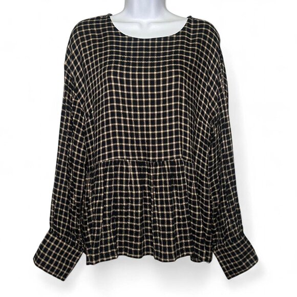 Madewell Button-Back Peplum Top in Mini Windowpane in Check Twill - Picture 8 of 8
